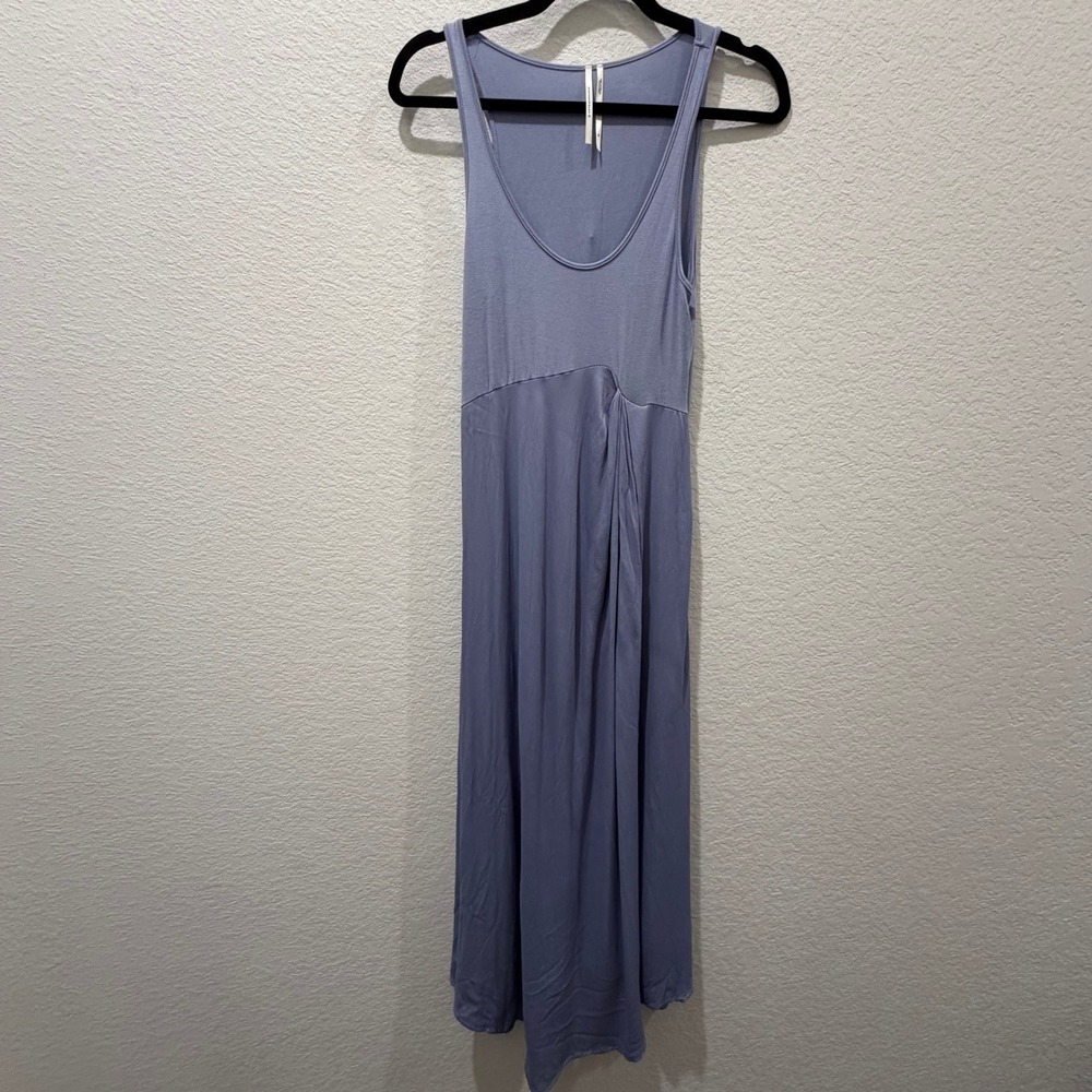 Anthropologie Periwinkle Blue Sleeveless Mixed Media Midi Dress XS Pleated Skirt